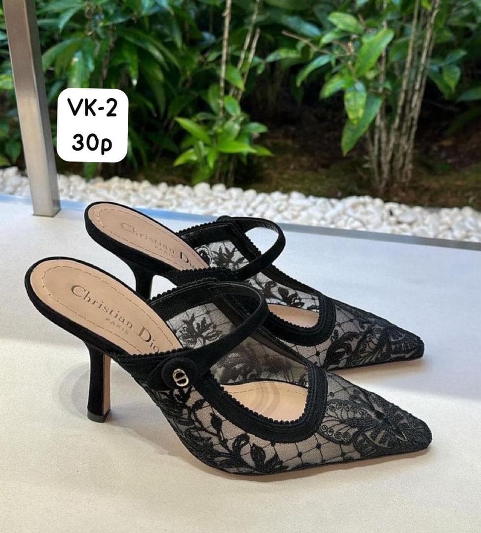 Mules Pointues Dentelle Florale CD - 1