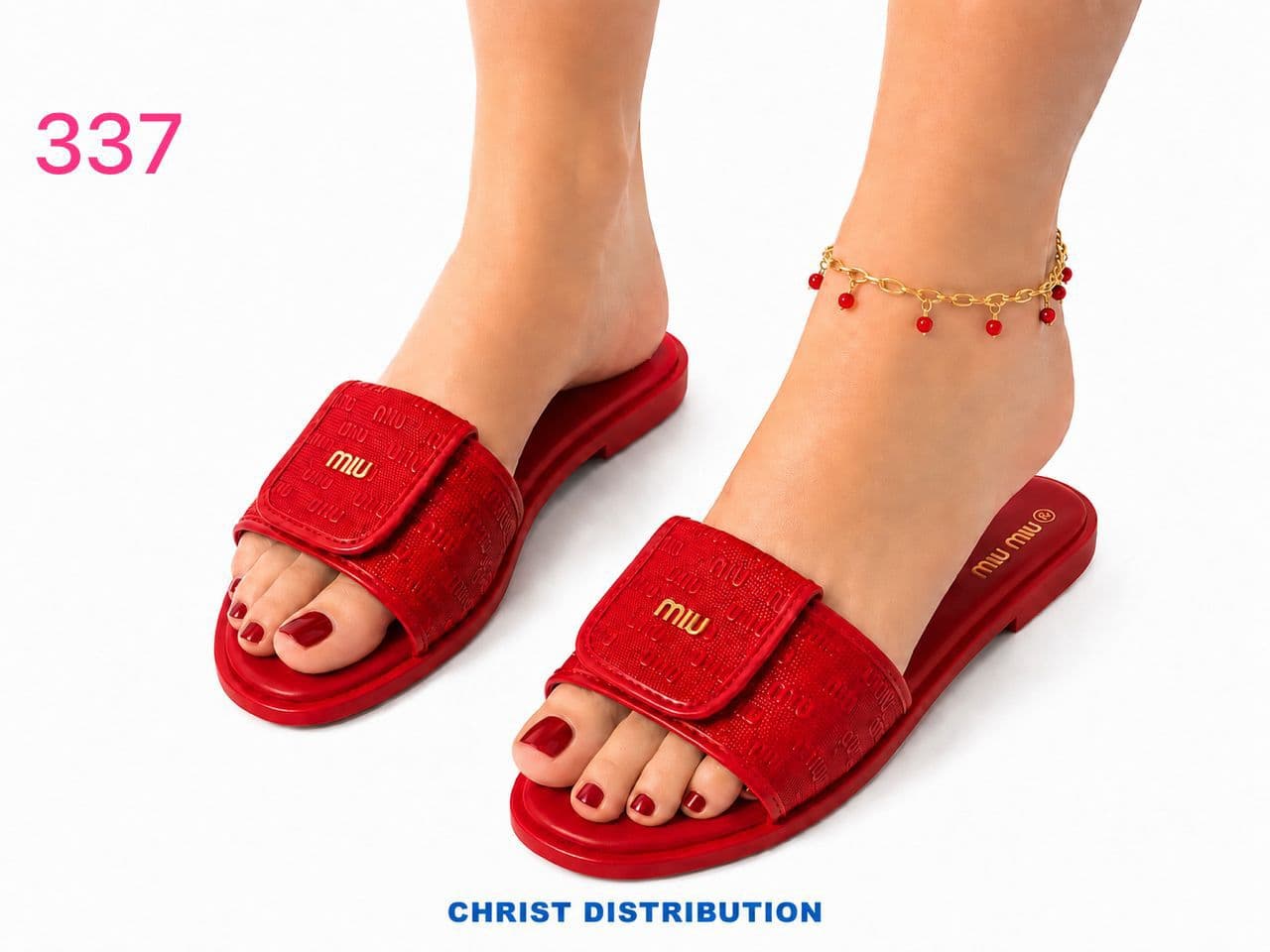 Claquettes Miu Monogramme Rouge - 1