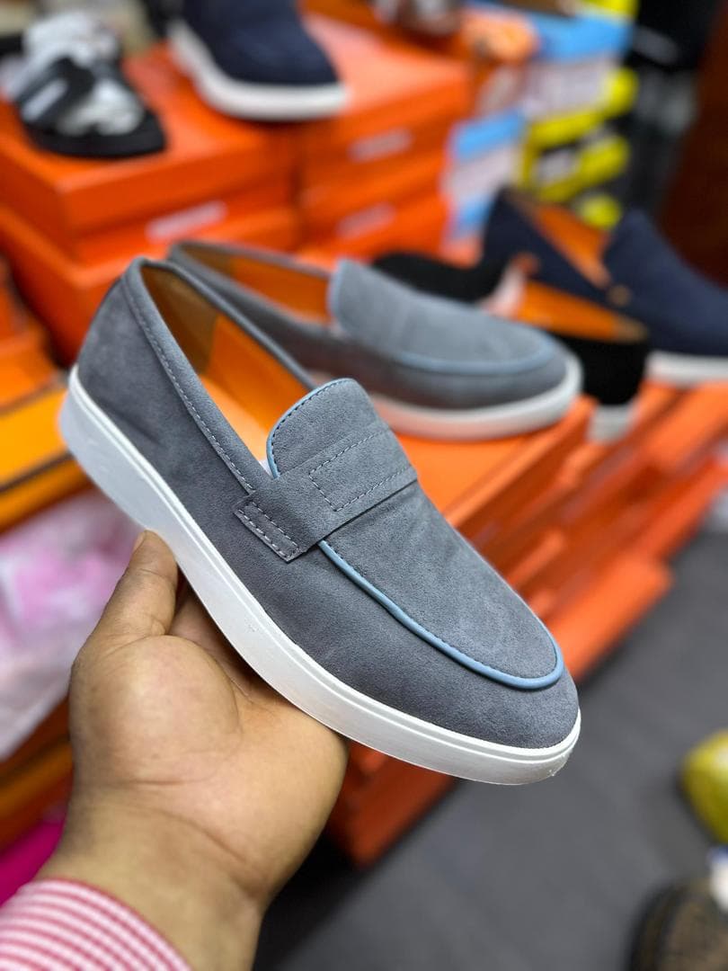 Mocassins Plateforme Daim Bleu Ardoise - 1