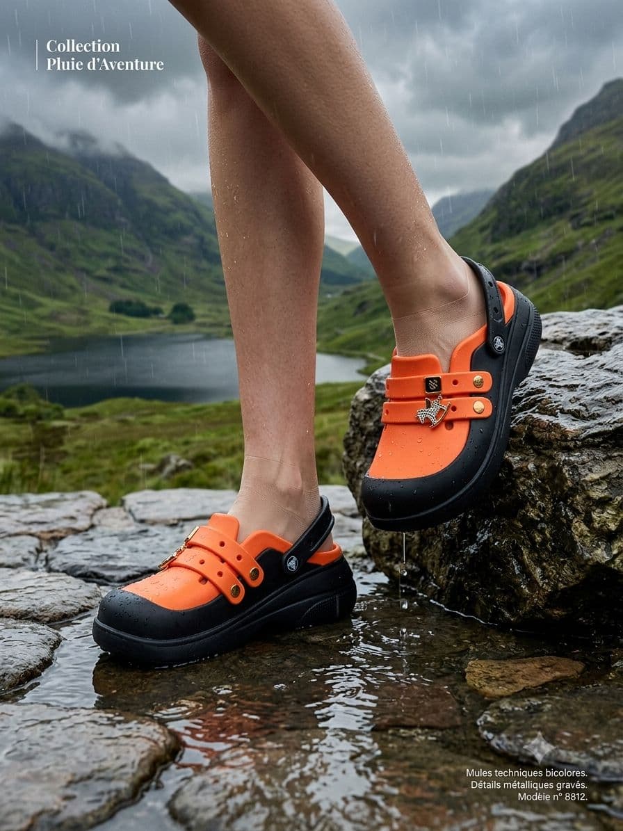 Sabots Plateforme Bicolore Trek Orange - 1