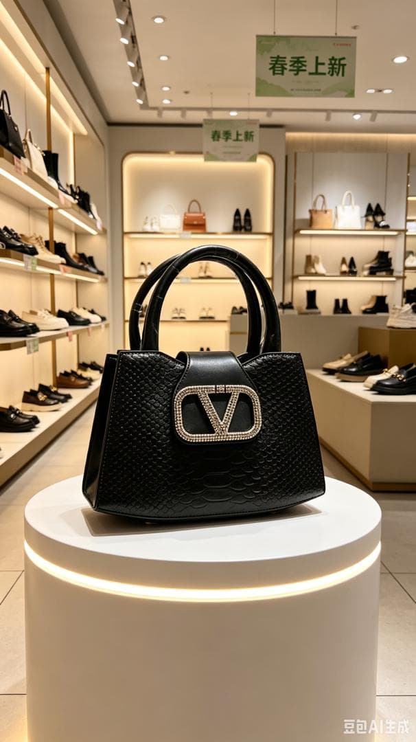Sac à Main Croco Strass Double V - 1