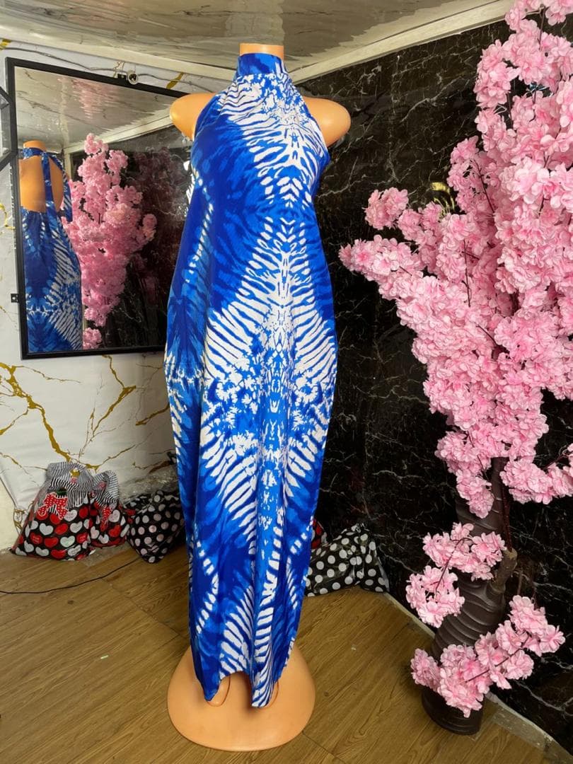 Robe Longue Dos Nu Tie-Dye Bleu Royal - Boutique