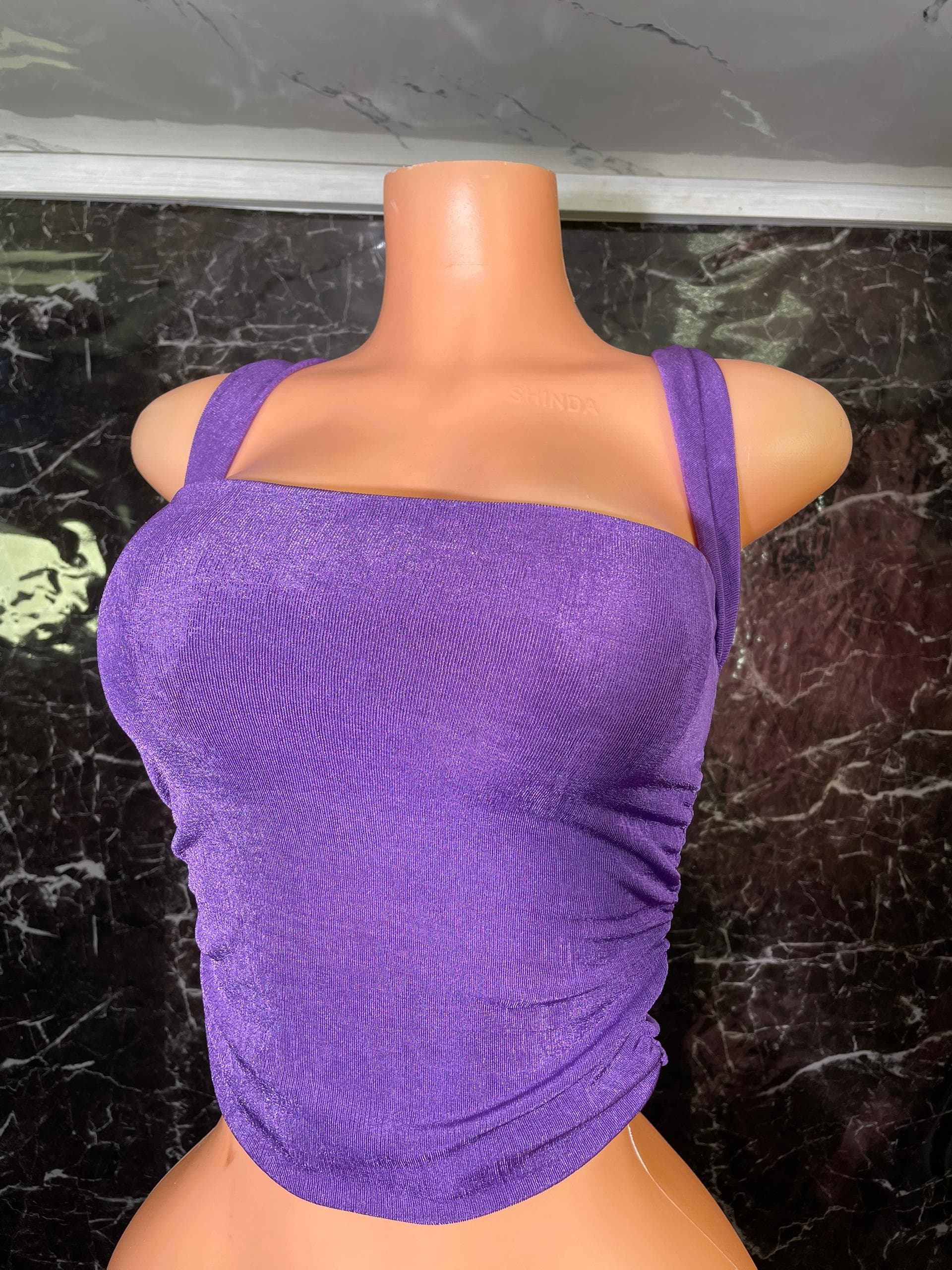 Top Violet Scintillant Froncé - Chic ASY SHOP - Boutique