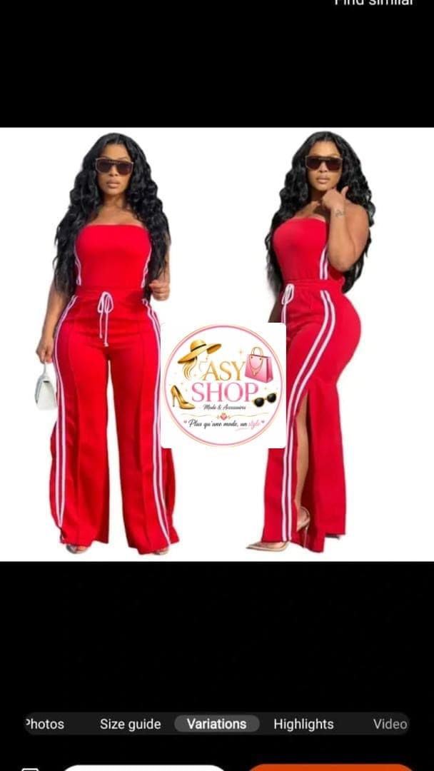 Ensemble Sport-Chic Rouge Fendu - Boutique - 1