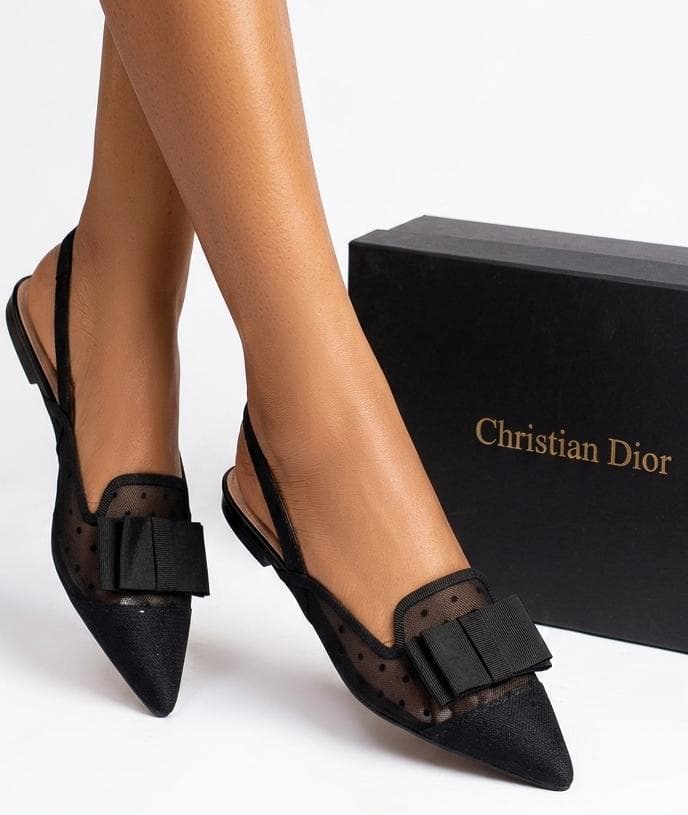 Ballerines Slingback Christian Dior Noires Plumetis - Boutique