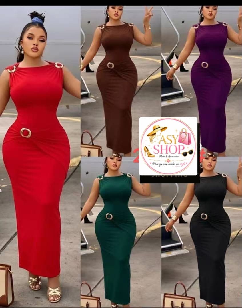 Robe Longue Diva avec Détails Anneaux Dorés - Boutique