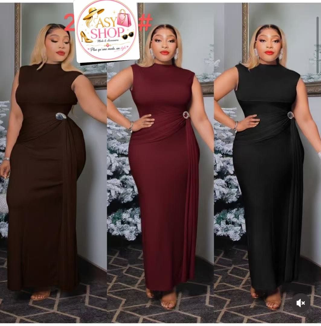 Robe Longue Élégance Royale à Broche - Boutique