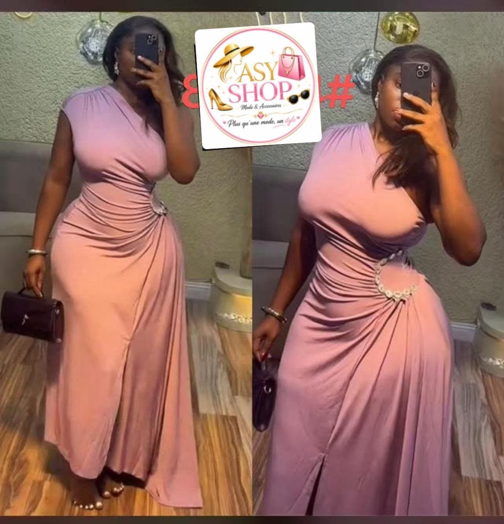 Robe de Soirée "Divine" Asymétrique - Vieux Rose - Boutique