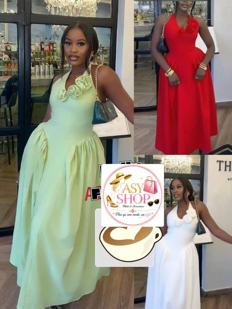 Robe Longue de Gala "Fleurie" Dos Nu - Boutique