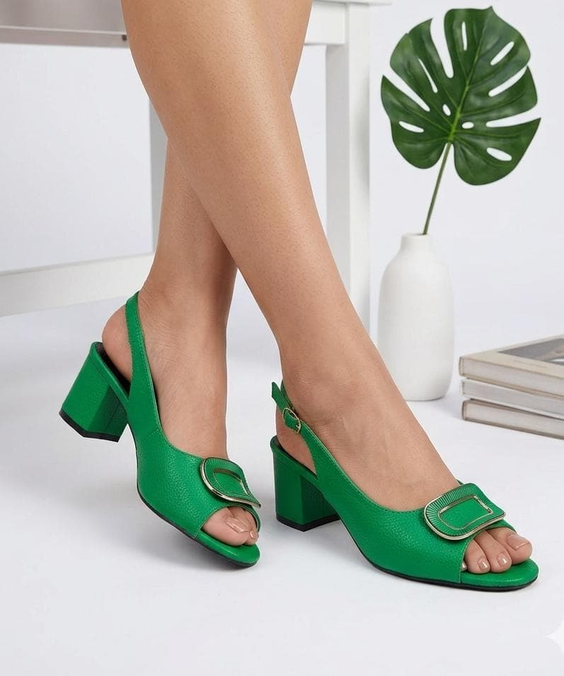 Sandales Peep-Toe Vert Kelly Glamour