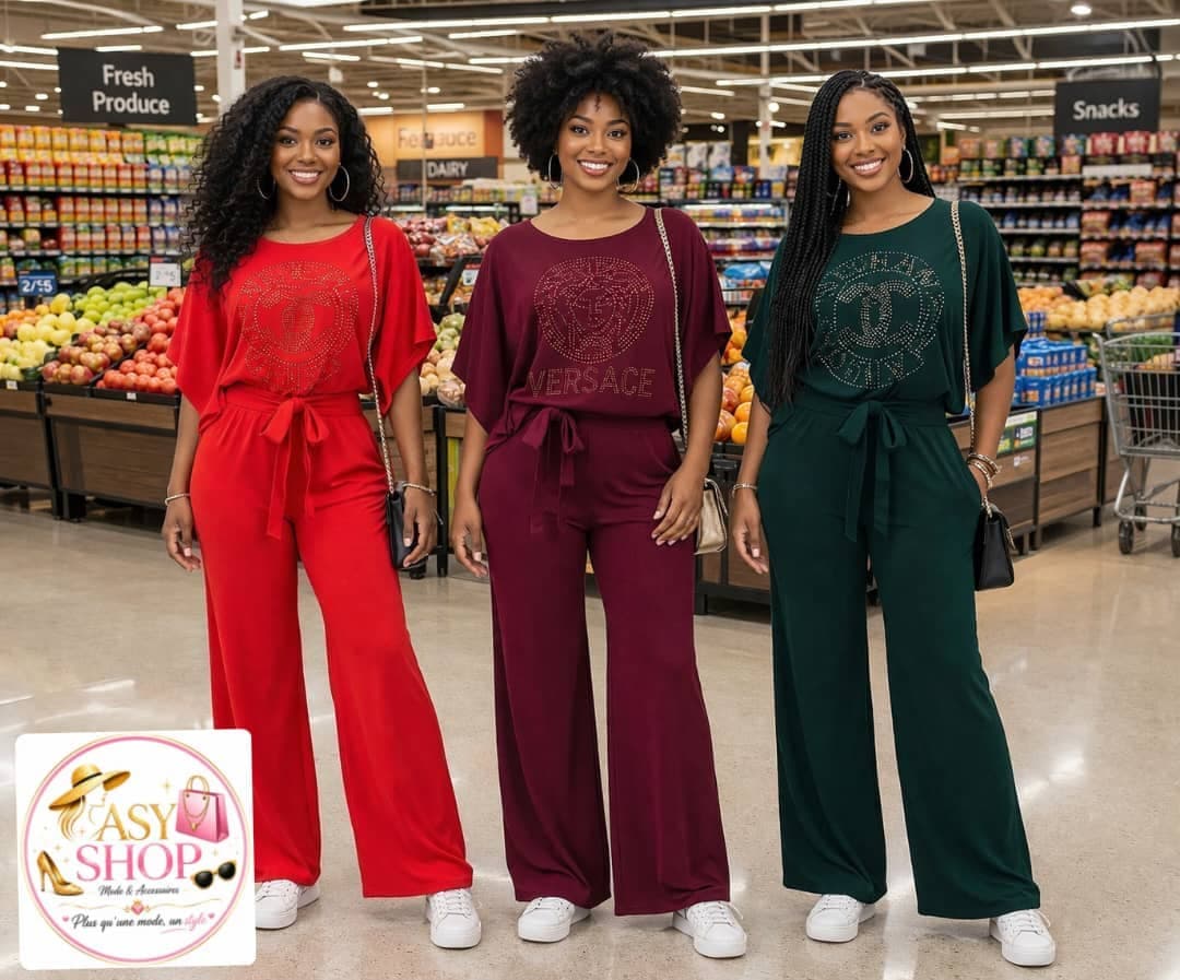 Ensemble Pantalon Fluide Logo Strass - Boutique