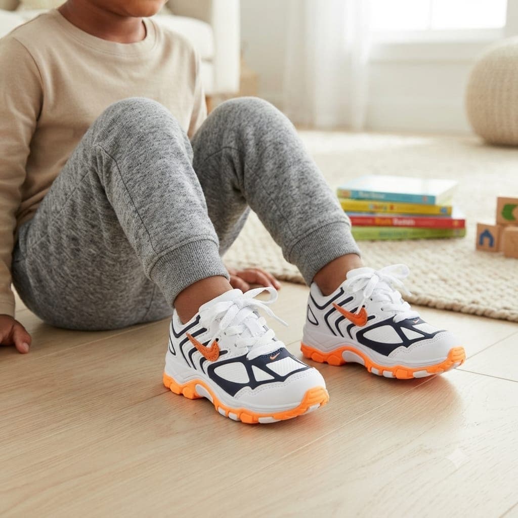 Baskets Nike Enfant - Style Sport Blanc & Orange - Boutique