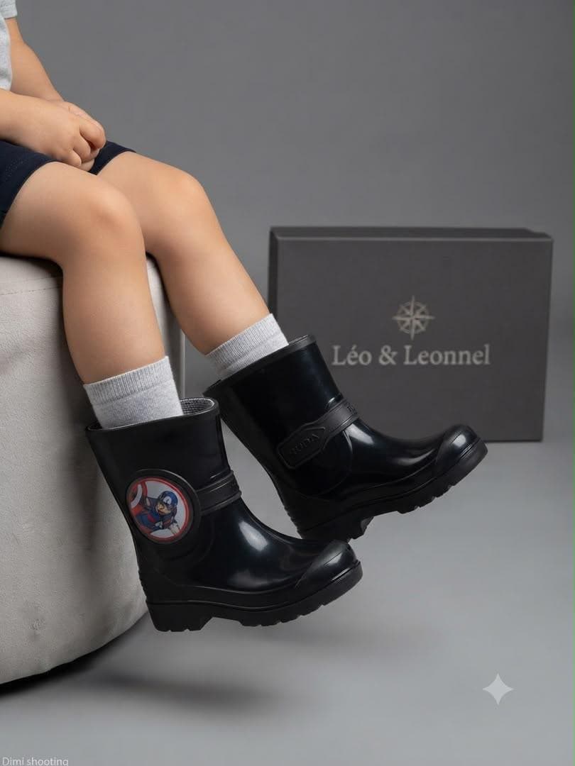 Bottes de Pluie Enfant Captain - Noir Brillant - Boutique - 1