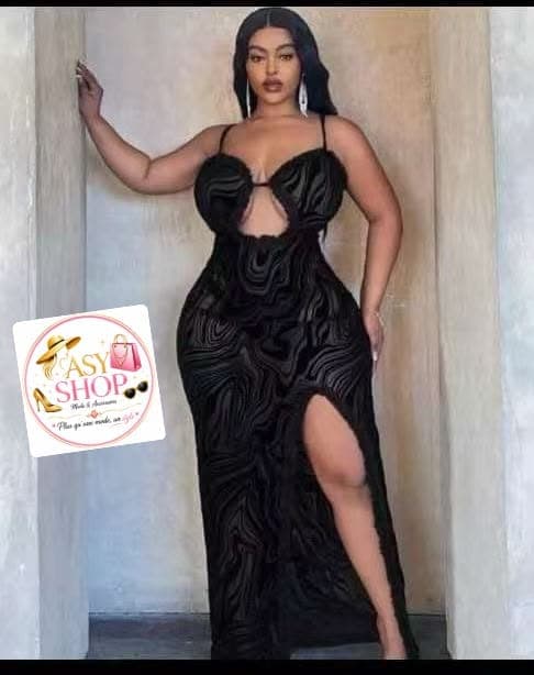 Robe de Soirée Noire Texturée ASY - Boutique - 1